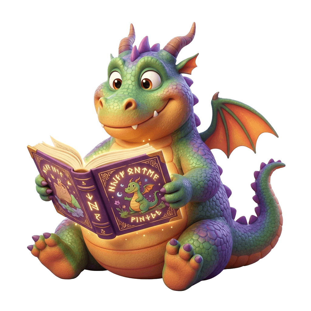 Cute Dragon Reading